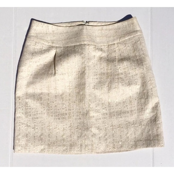 Merona (Size 8) Beige Gold Metallic Zip Back Skirt - Picture 1 of 5